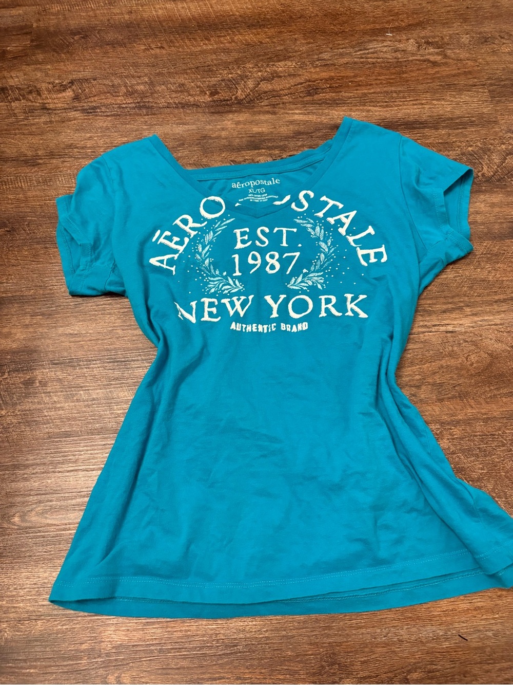 Aeropostale Teal Short Sleeve Graphic Tee - New York EST. 1987